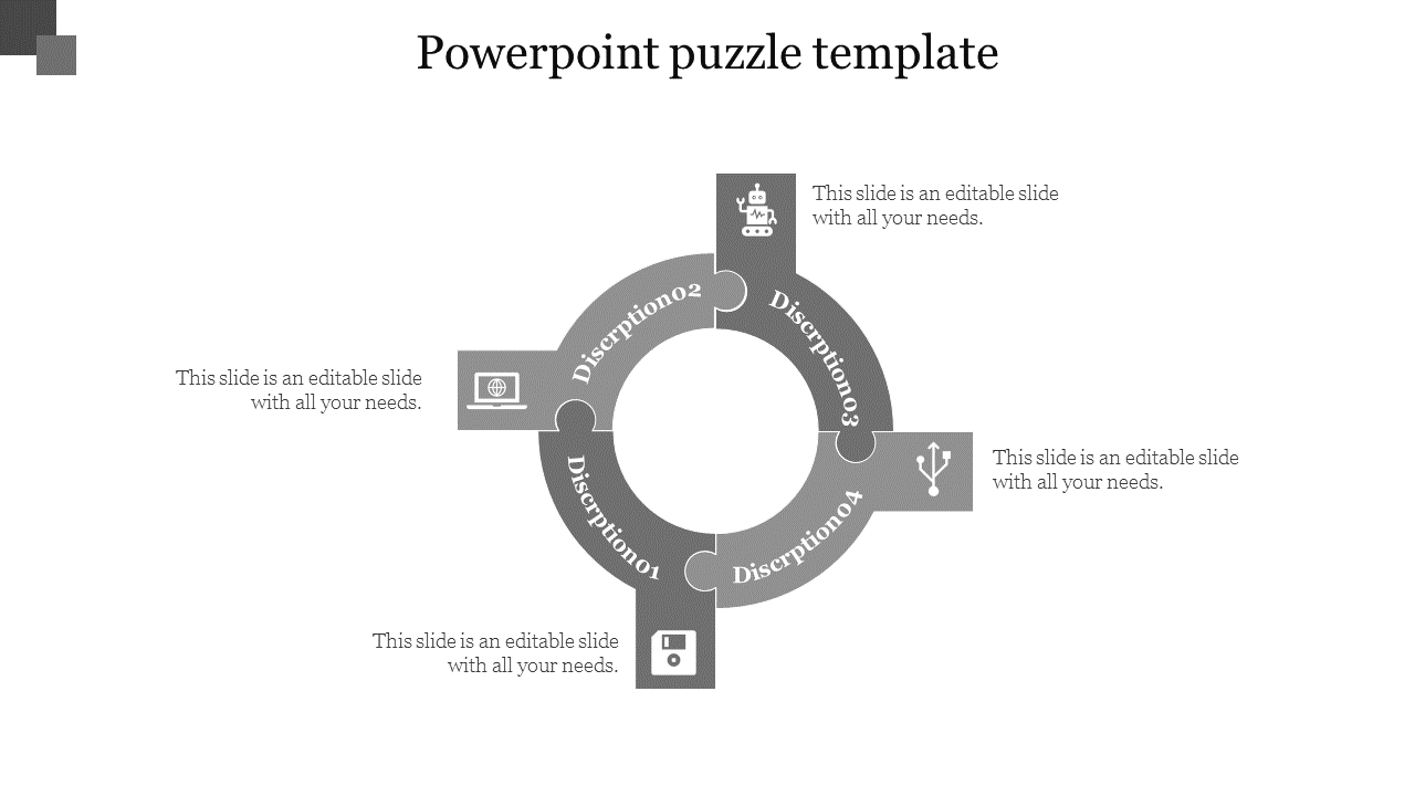 Free - Editable PowerPoint Puzzle Template For Presentation 
